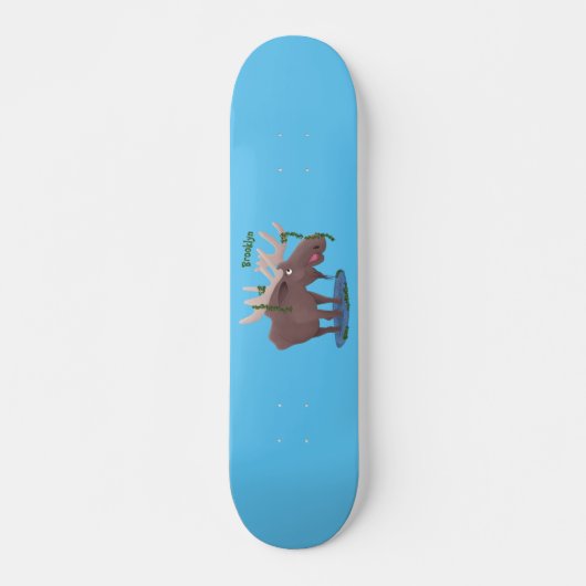 Gemütliches Elch-Cartoon-Illustration Skateboard (Vorne)