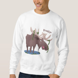 Gemütliches Elch-Cartoon-Illustration Sweatshirt