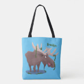 Gemütliches Elch-Cartoon-Illustration Tasche (Rückseite)
