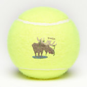 Gemütliches Elch-Cartoon-Illustration Tennisbälle (Rückseite)