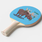 Gemütliches Elch-Cartoon-Illustration Tischtennis Schläger (Vorderseite)