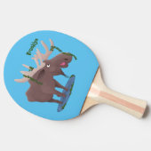 Gemütliches Elch-Cartoon-Illustration Tischtennis Schläger (Seitenansicht)
