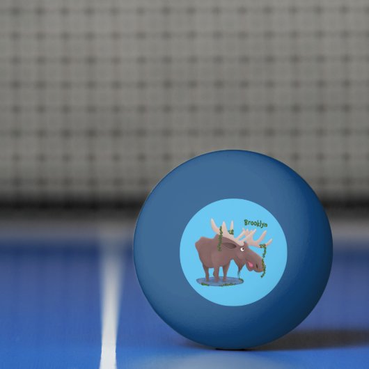 Gemütliches Elch-Cartoon-Illustration Tischtennisball (Netto)