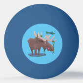 Gemütliches Elch-Cartoon-Illustration Tischtennisball (Vorderseite)