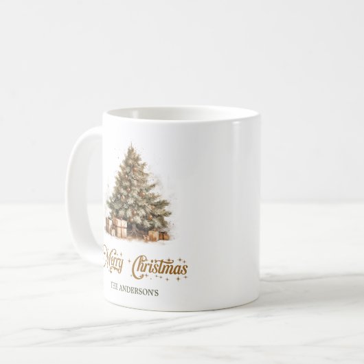 Gemütliches Erdwasser Weihnachtsbaum-Kupfer Kaffeetasse (Vorderseite Links)