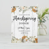Gemütliches Erntedank Dinner Pumpkin Fall Blume Einladung (Stehend Vorderseite)