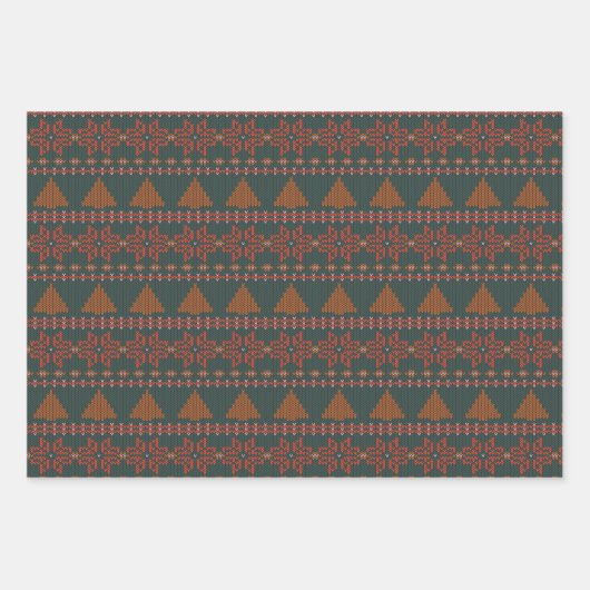 Gemütliches Fair Isle Weihnachts-Sweaters-Patterns Geschenkpapier Set (Vorderseite 3)
