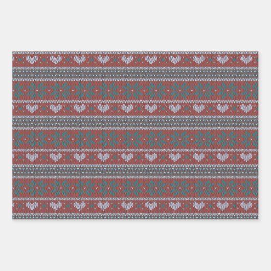 Gemütliches Fair Isle Weihnachts-Sweaters-Patterns Geschenkpapier Set (Vorderseite 2)