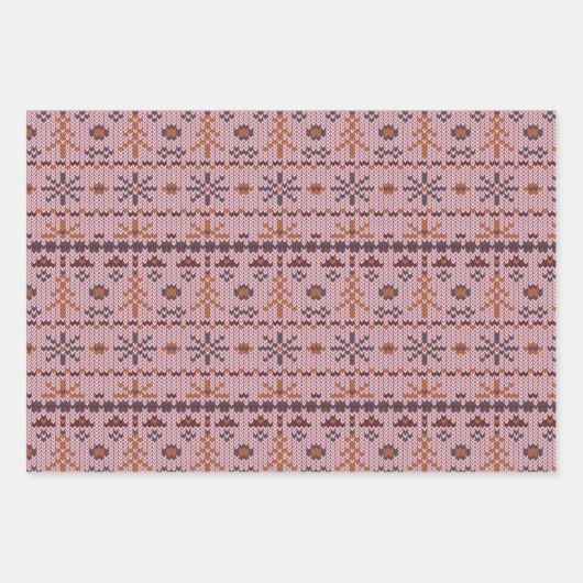 Gemütliches Fair Isle Weihnachts-Sweaters-Patterns Geschenkpapier Set (Vorderseite)