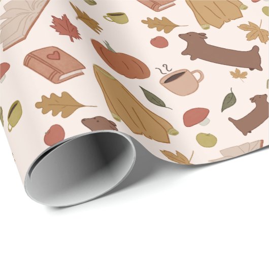 Gemütliches Fallmuster Geschenkpapier (Rolleneckpunkt)