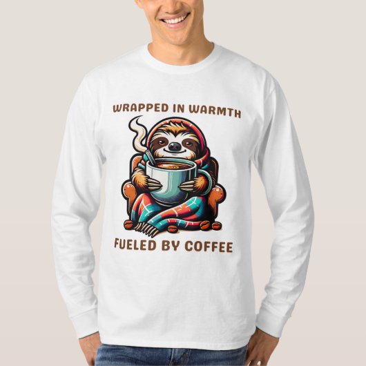 Gemütliches Faultier mit Kaffee-Tasse in Blankenla T-Shirt (Vorderseite)
