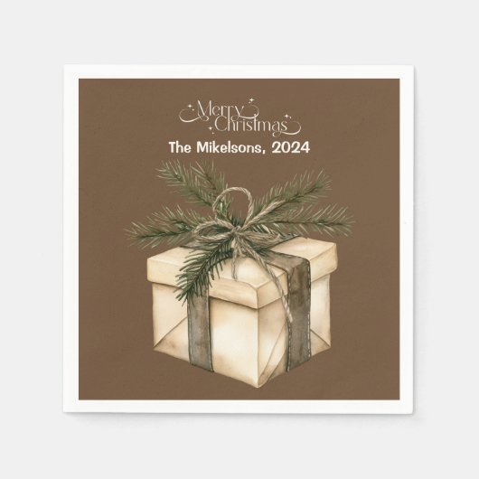 Gemütliches Festfest Rustikale Weihnachten Serviette (Vorderseite)