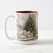 Gemütliches Festfest Rustikale Weihnachten Zweifarbige Tasse (Links)