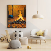 Gemütliches Feuer- und Holzhaus, einzigartige Wald Poster