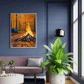 Gemütliches Feuer- und Holzhaus, einzigartige Wald Poster