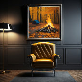 Gemütliches Feuer- und Holzhaus, einzigartige Wald Poster