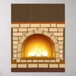 Gemütliches Feuerplatz-Bild Poster