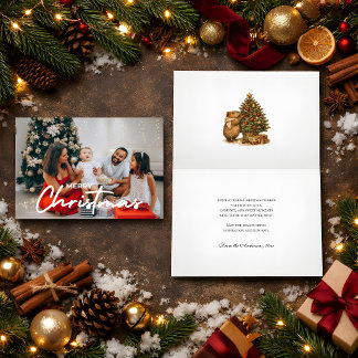 Gemütliches Foto Weihnachtsmütze Capybara Retro We Karte