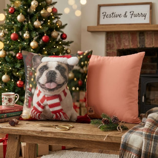Gemütliches Französische-Bulldogge-Weihnachts-Pfot Kissen