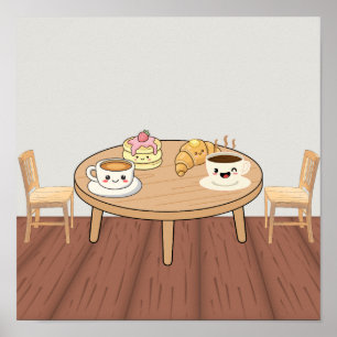 Gemütliches Frühstückscafé Poster   Kaffee, Pfannk