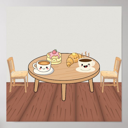 Gemütliches Frühstückscafé Poster | Kaffee, Pfannk (Vorne)