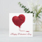 Gemütliches Garn-Herz für den Valentinstag Karte (Stehend Vorderseite)