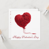 Gemütliches Garn-Herz für den Valentinstag Karte (Vorderseite/Rückseite Beispiel)