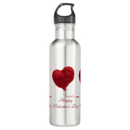 Gemütliches Garnherz für den Valentinstag Edelstahlflasche