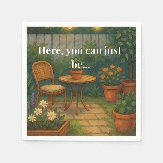 Gemütliches Gartenwirbelkissen - 'Hier kannst du e Serviette (Vorderseite)