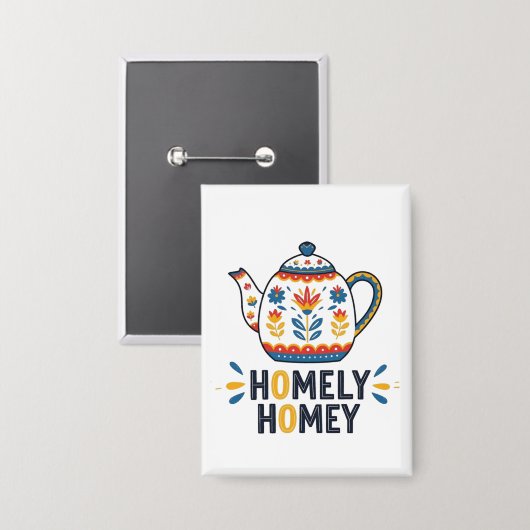 Gemütliches, gemütliches Teekessel-Design Button (Vorderseite/Rückseite)