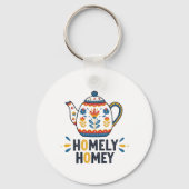 Gemütliches, gemütliches Teekessel-Design Schlüsselanhänger (Rückseite)