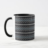 Gemütliches Gestricktes Muster Schwarz und Grau Ta Tasse (Links)