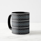 Gemütliches Gestricktes Muster Schwarz und Grau Ta Tasse (Vorderseite Links)