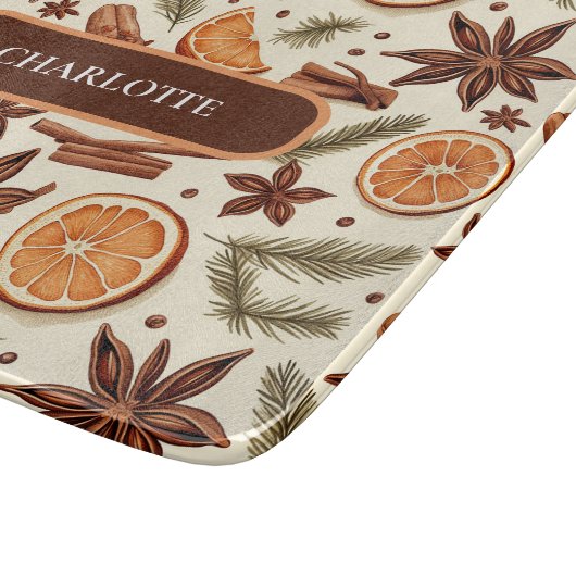 Gemütliches Gewürzdesign - Individuelle Name Schneidebrett (Ecke)