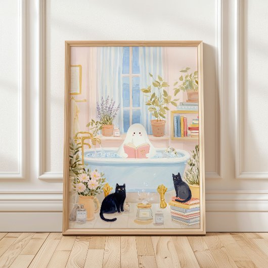 Gemütliches Ghost Reading in der Blase Bad mit sch Poster