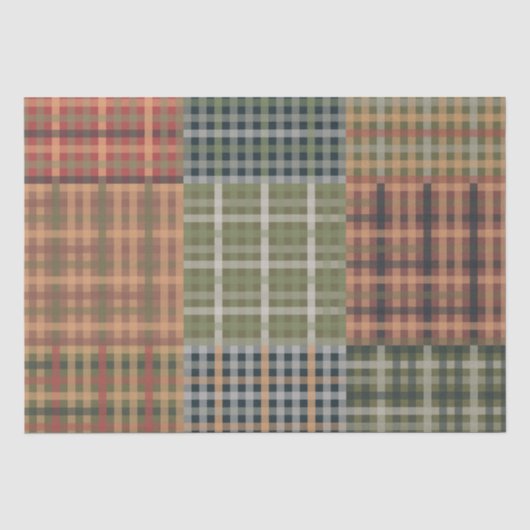 Gemütliches Gingham Patchwork Herbst Wintermuster Seidenpapier (Vorderseite)