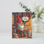 Gemütliches Gnome mit seinem Gnomework Postkarte (Stehend Vorderseite)