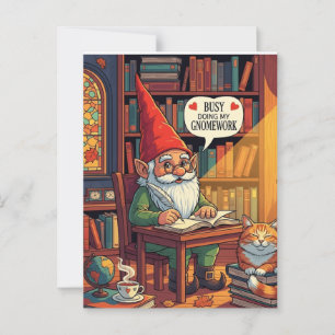 Gemütliches Gnome mit seinem Gnomework Postkarte