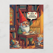 Gemütliches Gnome mit seinem Gnomework Postkarte (Vorderseite)