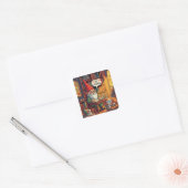 Gemütliches Gnome mit seinem Gnomework Quadratischer Aufkleber (Umschlag)