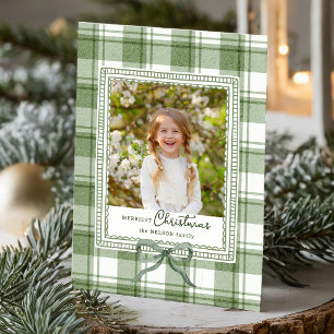 Gemütliches grünes Weihnachts-Wasserfarb-Plaid mit Feiertagskarte