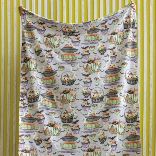 Gemütliches Halloween-Aquarellbild Fleecedecke