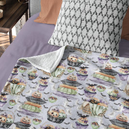 Gemütliches Halloween-Aquarellbild Fleecedecke