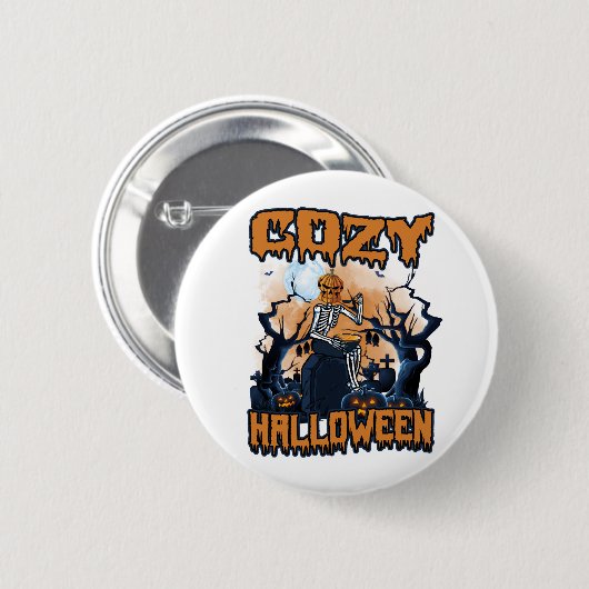 Gemütliches Halloween Button (Vorne & Hinten)