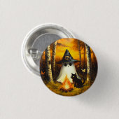 Gemütliches Halloween Ghost & Black Cat Campfire K Button (Vorne & Hinten)