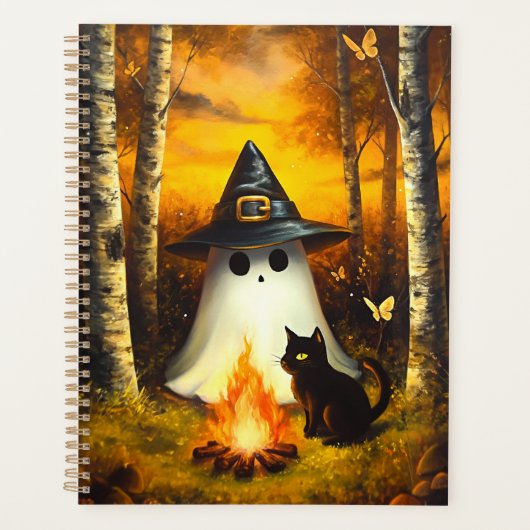 Gemütliches Halloween Ghost & Black Cat Campfire K Planer (Vorderseite)