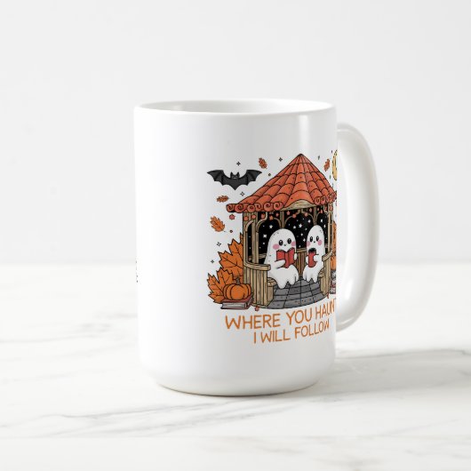 Gemütliches Halloween Ghost Couple Kaffeetasse (VorderseiteRechts)