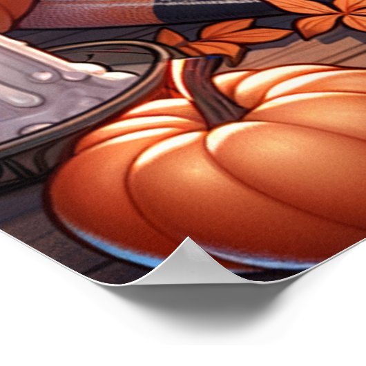 Gemütliches Halloween-Ghost und Katzenkratzer Herb Poster (Ecke)