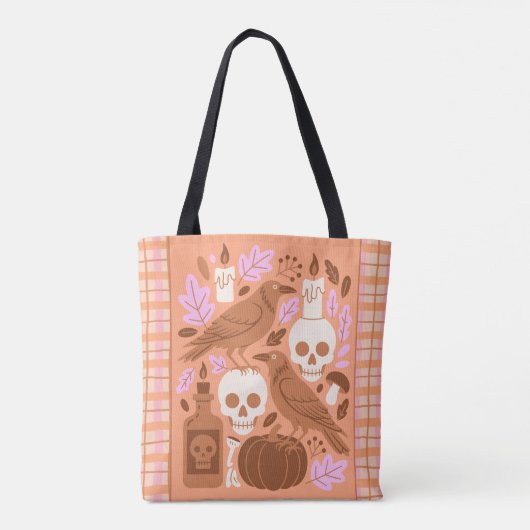 Gemütliches Halloween Modernes Folklore Pastell Ka Tasche (Rückseite)