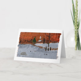 Gemütliches Haus in der schneebedeckten Karte